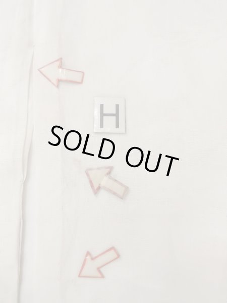 Photo21: O0124G Vintage Japanese kimono   Off White JUBAN undergarment for women / Linen. Leaf Pink pattern  (Grade C) (21)