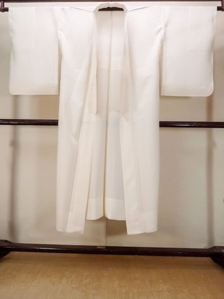 Photo1: O0124H Vintage Japanese kimono   Off White JUBAN undergarment for women / Silk. Stripes   (Grade B) (1)