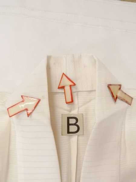 Photo15: O0124H Vintage Japanese kimono   Off White JUBAN undergarment for women / Silk. Stripes   (Grade B) (15)