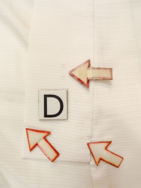 Photo17: O0124H Vintage Japanese kimono   Off White JUBAN undergarment for women / Silk. Stripes   (Grade B) (17)