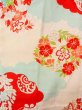 Photo3: O0124I Antique Japanese kimono   Ivory JUBAN undergarment for women / Silk. Flower circle, Unlined, pink pattern  (Grade D) (3)