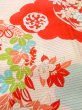Photo8: O0124I Antique Japanese kimono   Ivory JUBAN undergarment for women / Silk. Flower circle, Unlined, pink pattern  (Grade D) (8)
