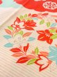 Photo9: O0124I Antique Japanese kimono   Ivory JUBAN undergarment for women / Silk. Flower circle, Unlined, pink pattern  (Grade D) (9)
