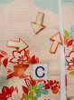 Photo16: O0124I Antique Japanese kimono   Ivory JUBAN undergarment for women / Silk. Flower circle, Unlined, pink pattern  (Grade D) (16)