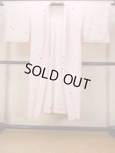 Photo1: Mint O0124K Vintage Japanese kimono  Pale Pink JUBAN undergarment for women / Silk. Dot,   (Grade A) (1)