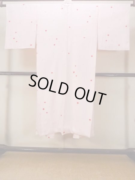 Photo2: Mint O0124K Vintage Japanese kimono  Pale Pink JUBAN undergarment for women / Silk. Dot,   (Grade A) (2)