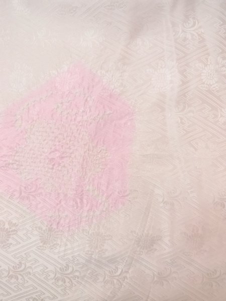 Photo3: O0124L Vintage Japanese kimono  Pale Pink JUBAN undergarment for women / Silk. Flower,   (Grade B) (3)