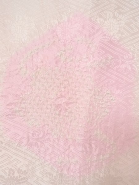Photo5: O0124L Vintage Japanese kimono  Pale Pink JUBAN undergarment for women / Silk. Flower,   (Grade B) (5)