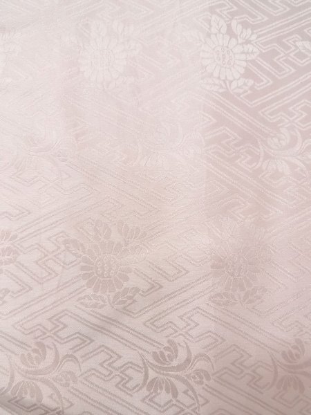 Photo6: O0124L Vintage Japanese kimono  Pale Pink JUBAN undergarment for women / Silk. Flower,   (Grade B) (6)