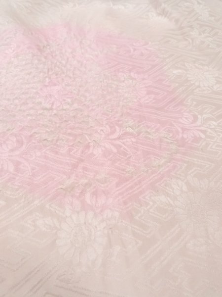 Photo8: O0124L Vintage Japanese kimono  Pale Pink JUBAN undergarment for women / Silk. Flower,   (Grade B) (8)