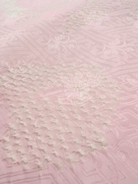 Photo10: O0124L Vintage Japanese kimono  Pale Pink JUBAN undergarment for women / Silk. Flower,   (Grade B) (10)