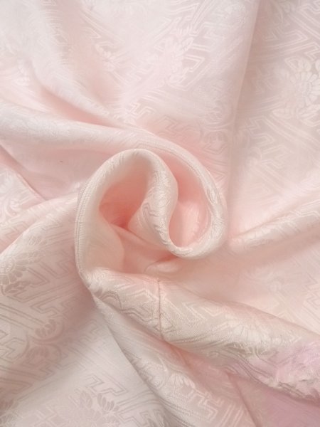 Photo11: O0124L Vintage Japanese kimono  Pale Pink JUBAN undergarment for women / Silk. Flower,   (Grade B) (11)