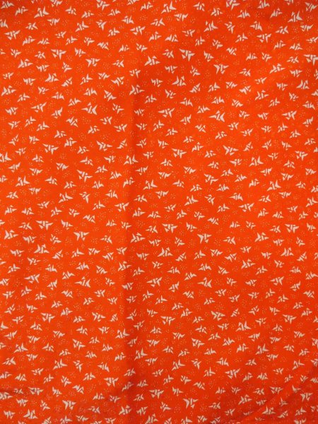 Photo3: O0124N Vintage Japanese kimono  Vivid Orange JUBAN undergarment for women / Synthetic. Crane, Folded paper crane pattern  (Grade B) (3)