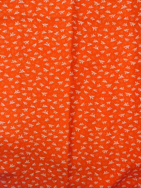 Photo4: O0124N Vintage Japanese kimono  Vivid Orange JUBAN undergarment for women / Synthetic. Crane, Folded paper crane pattern  (Grade B) (4)