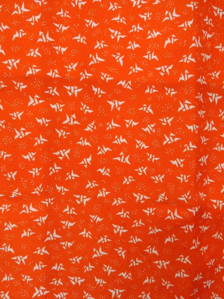 Photo5: O0124N Vintage Japanese kimono  Vivid Orange JUBAN undergarment for women / Synthetic. Crane, Folded paper crane pattern  (Grade B) (5)