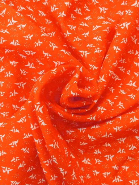 Photo11: O0124N Vintage Japanese kimono  Vivid Orange JUBAN undergarment for women / Synthetic. Crane, Folded paper crane pattern  (Grade B) (11)