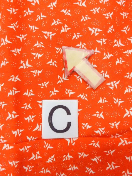Photo16: O0124N Vintage Japanese kimono  Vivid Orange JUBAN undergarment for women / Synthetic. Crane, Folded paper crane pattern  (Grade B) (16)