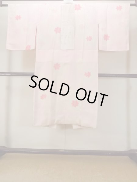 Photo2: O0124P Vintage Japanese kimono  Pale Pink JUBAN undergarment for women / Silk. Chrysanthemum,   (Grade C) (2)