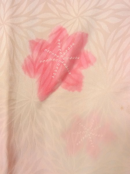 Photo5: O0124P Vintage Japanese kimono  Pale Pink JUBAN undergarment for women / Silk. Chrysanthemum,   (Grade C) (5)