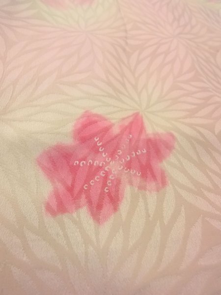 Photo10: O0124P Vintage Japanese kimono  Pale Pink JUBAN undergarment for women / Silk. Chrysanthemum,   (Grade C) (10)