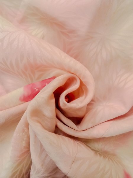 Photo12: O0124P Vintage Japanese kimono  Pale Pink JUBAN undergarment for women / Silk. Chrysanthemum,   (Grade C) (12)