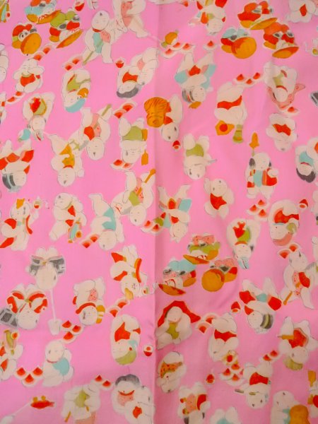 Photo3: O0124R Vintage Japanese kimono  Light Pink JUBAN undergarment for women / Silk. People   (Grade C) (3)