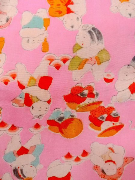 Photo7: O0124R Vintage Japanese kimono  Light Pink JUBAN undergarment for women / Silk. People   (Grade C) (7)