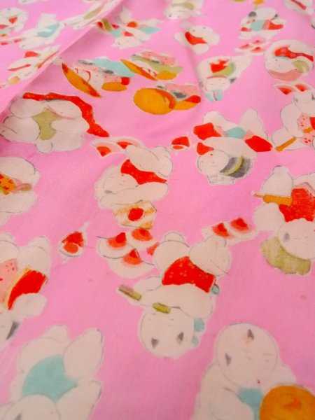 Photo8: O0124R Vintage Japanese kimono  Light Pink JUBAN undergarment for women / Silk. People   (Grade C) (8)