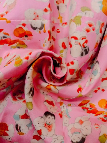 Photo11: O0124R Vintage Japanese kimono  Light Pink JUBAN undergarment for women / Silk. People   (Grade C) (11)