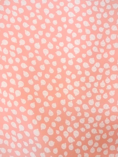 Photo5: O0124S Vintage Japanese kimono  Pale Coral JUBAN undergarment for women / Silk.  Bell pattern  (Grade B) (5)