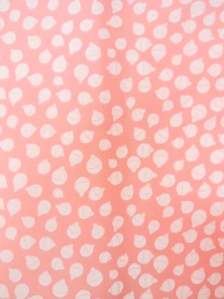 Photo6: O0124S Vintage Japanese kimono  Pale Coral JUBAN undergarment for women / Silk.  Bell pattern  (Grade B) (6)