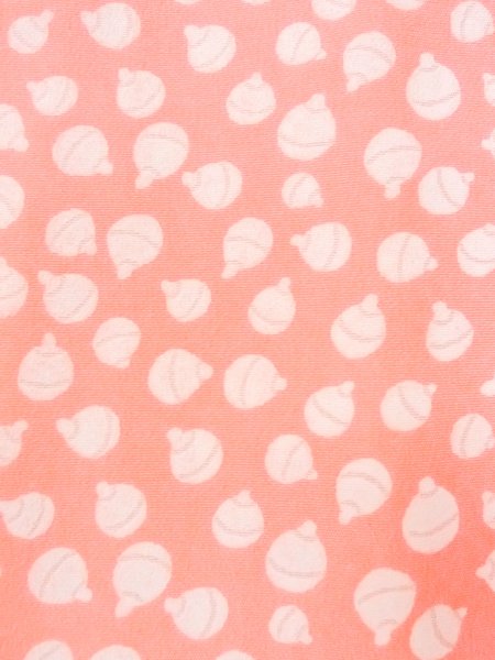 Photo7: O0124S Vintage Japanese kimono  Pale Coral JUBAN undergarment for women / Silk.  Bell pattern  (Grade B) (7)