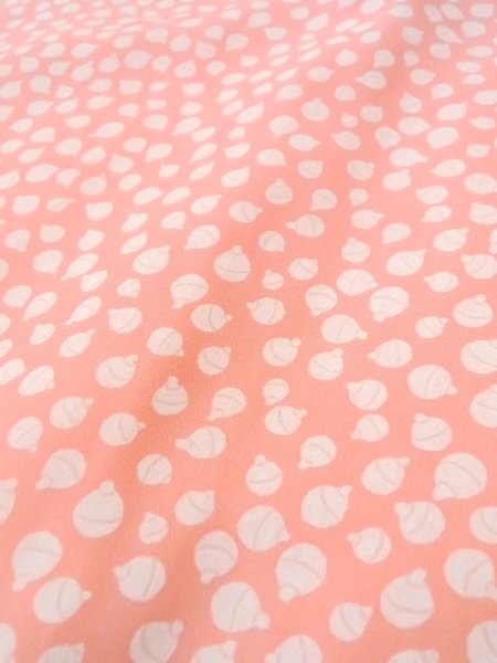 Photo8: O0124S Vintage Japanese kimono  Pale Coral JUBAN undergarment for women / Silk.  Bell pattern  (Grade B) (8)