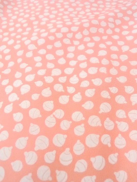 Photo9: O0124S Vintage Japanese kimono  Pale Coral JUBAN undergarment for women / Silk.  Bell pattern  (Grade B) (9)