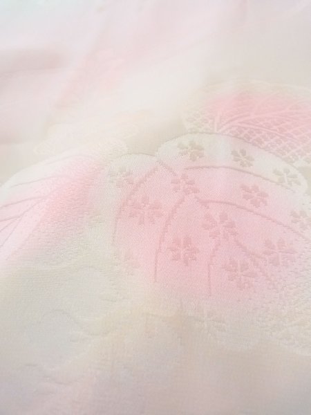 Photo7: O0124U Vintage Japanese kimono  Pale Pink JUBAN undergarment for women / Silk. Flower,   (Grade D) (7)