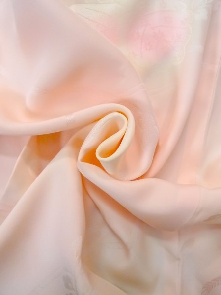 Photo10: O0124U Vintage Japanese kimono  Pale Pink JUBAN undergarment for women / Silk. Flower,   (Grade D) (10)