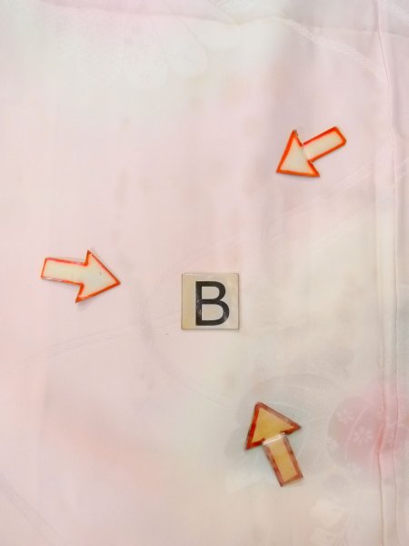 Photo13: O0124U Vintage Japanese kimono  Pale Pink JUBAN undergarment for women / Silk. Flower,   (Grade D) (13)