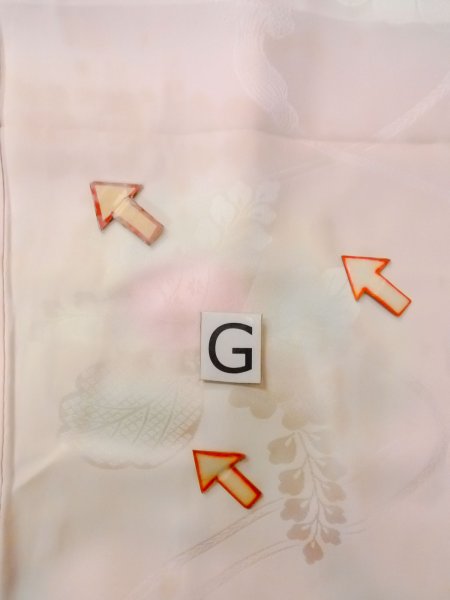 Photo18: O0124U Vintage Japanese kimono  Pale Pink JUBAN undergarment for women / Silk. Flower,   (Grade D) (18)