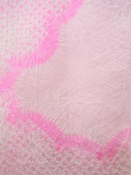 Photo5: O0124V Vintage Japanese kimono  Pale Pink JUBAN undergarment for women / Silk. Flower,   (Grade C) (5)