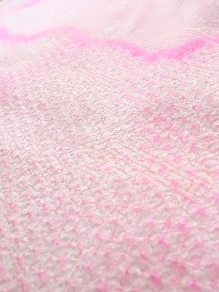 Photo9: O0124V Vintage Japanese kimono  Pale Pink JUBAN undergarment for women / Silk. Flower,   (Grade C) (9)