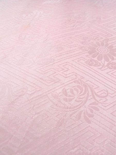 Photo10: O0124V Vintage Japanese kimono  Pale Pink JUBAN undergarment for women / Silk. Flower,   (Grade C) (10)