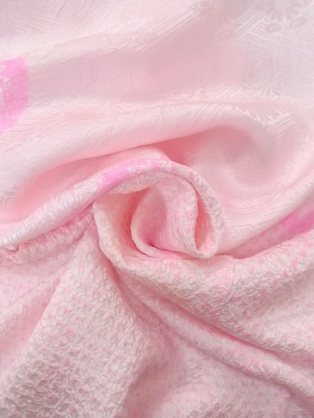 Photo12: O0124V Vintage Japanese kimono  Pale Pink JUBAN undergarment for women / Silk. Flower,   (Grade C) (12)