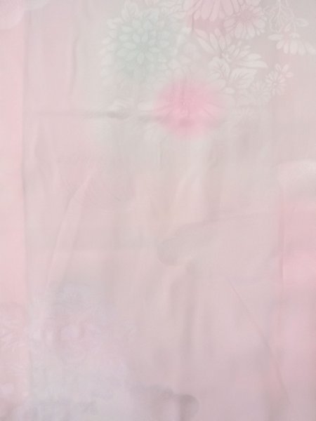 Photo4: O0124X Vintage Japanese kimono  Pale Pink JUBAN undergarment for women / Silk.  Plum blossoms, clouds pattern  (Grade B) (4)