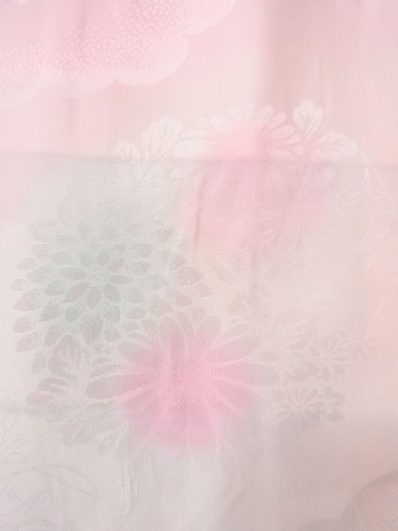 Photo5: O0124X Vintage Japanese kimono  Pale Pink JUBAN undergarment for women / Silk.  Plum blossoms, clouds pattern  (Grade B) (5)