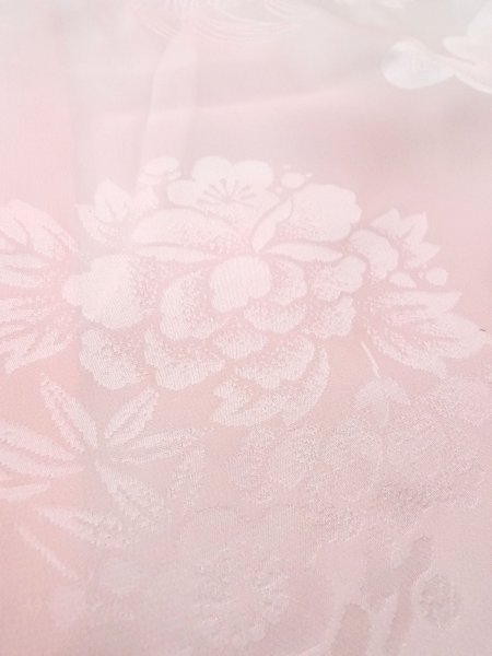 Photo9: O0124X Vintage Japanese kimono  Pale Pink JUBAN undergarment for women / Silk.  Plum blossoms, clouds pattern  (Grade B) (9)