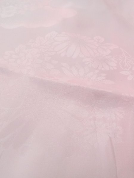 Photo10: O0124X Vintage Japanese kimono  Pale Pink JUBAN undergarment for women / Silk.  Plum blossoms, clouds pattern  (Grade B) (10)