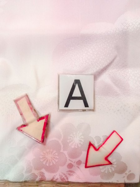 Photo14: O0124X Vintage Japanese kimono  Pale Pink JUBAN undergarment for women / Silk.  Plum blossoms, clouds pattern  (Grade B) (14)