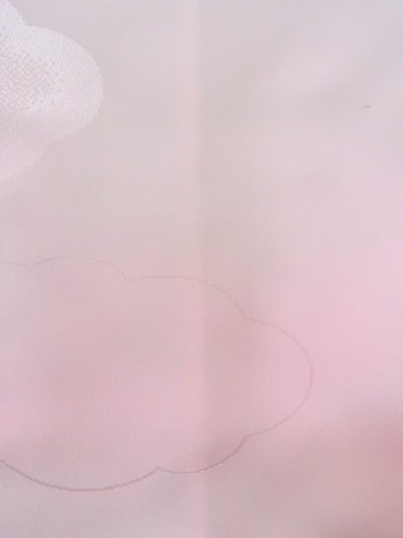 Photo7: O0124Y Vintage Japanese kimono  Pale Pink JUBAN undergarment for women / Silk. Crane,   (Grade B) (7)