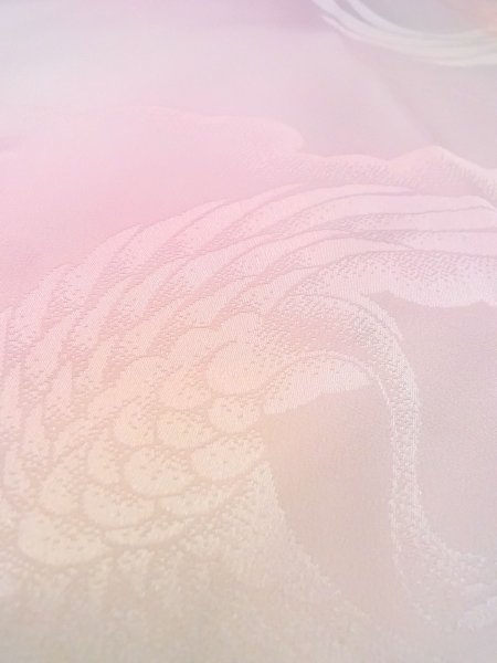 Photo8: O0124Y Vintage Japanese kimono  Pale Pink JUBAN undergarment for women / Silk. Crane,   (Grade B) (8)