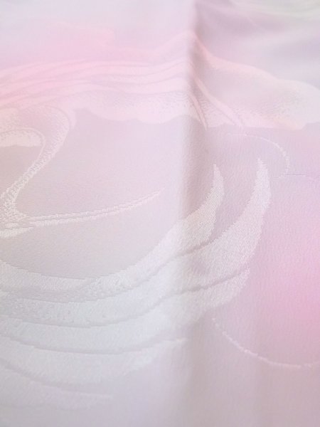 Photo10: O0124Y Vintage Japanese kimono  Pale Pink JUBAN undergarment for women / Silk. Crane,   (Grade B) (10)